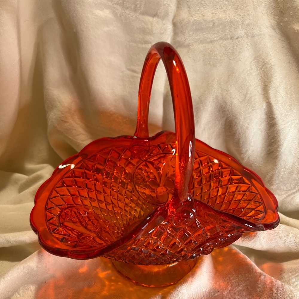 Indiana Orange Glass Basket